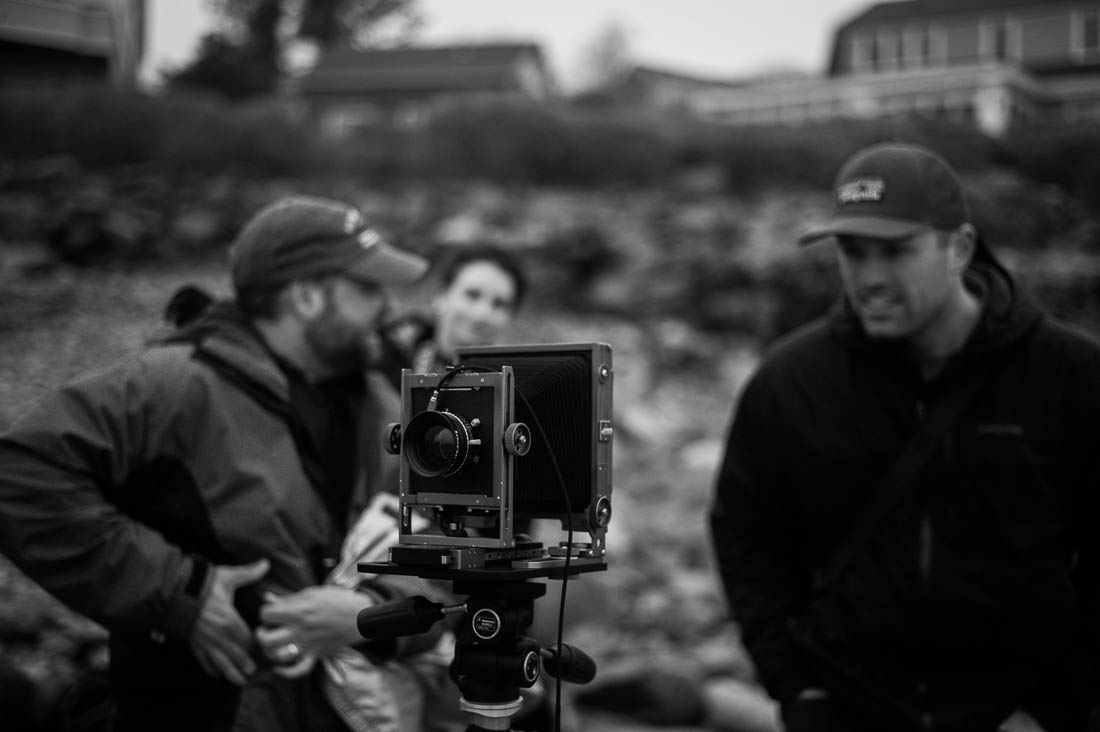 Ray Larose showing off his 4x5 camera at NEWLK: Ogunquit