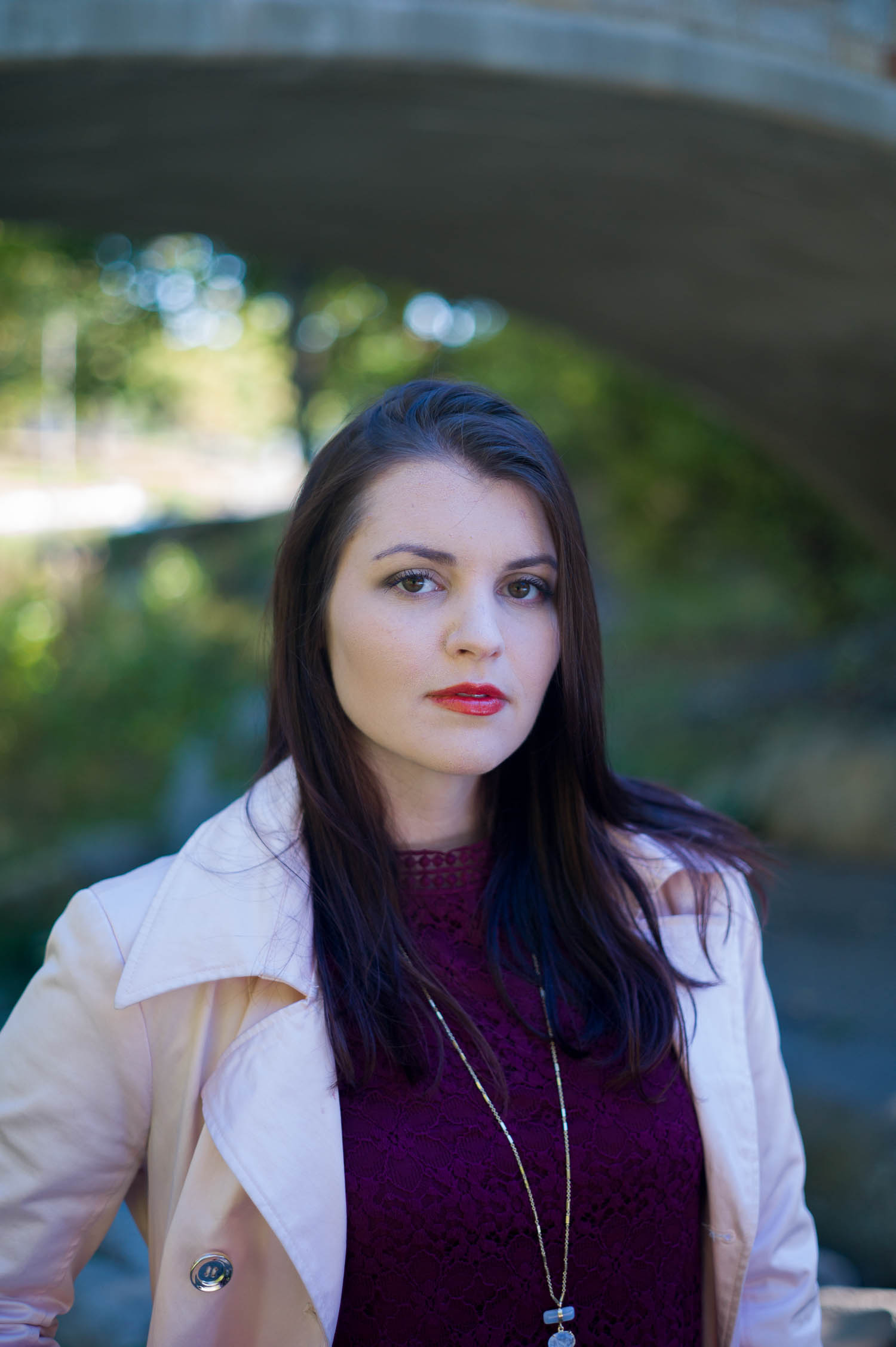 Whitney below the bridge at Deering Oaks park