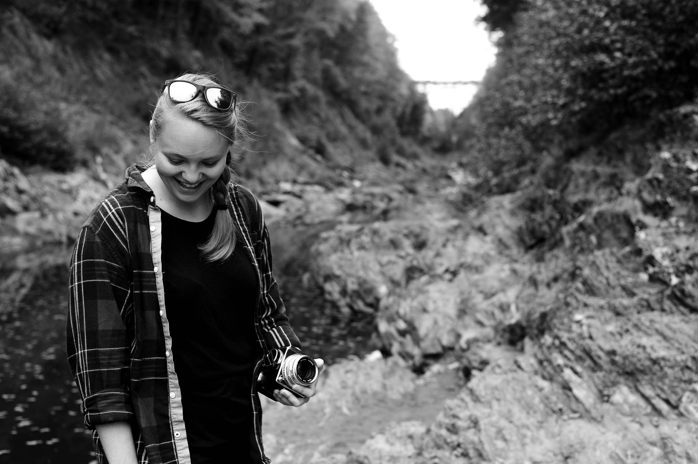 Amanda with a Hasselblad at Quechee Gorge