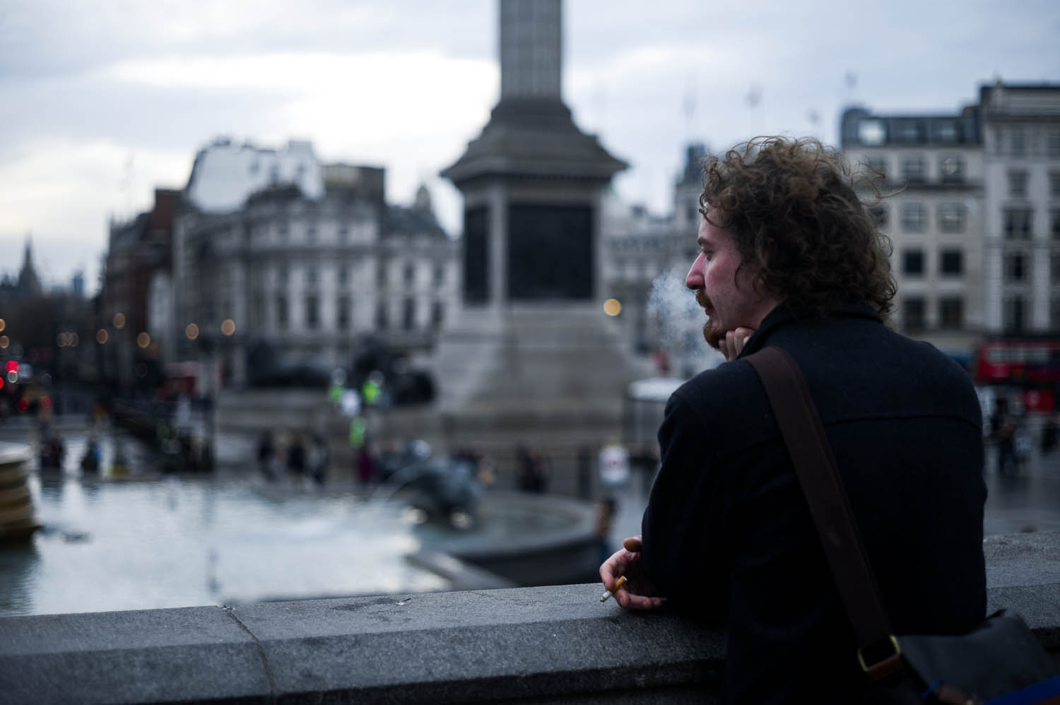 A man having a cigarette in London