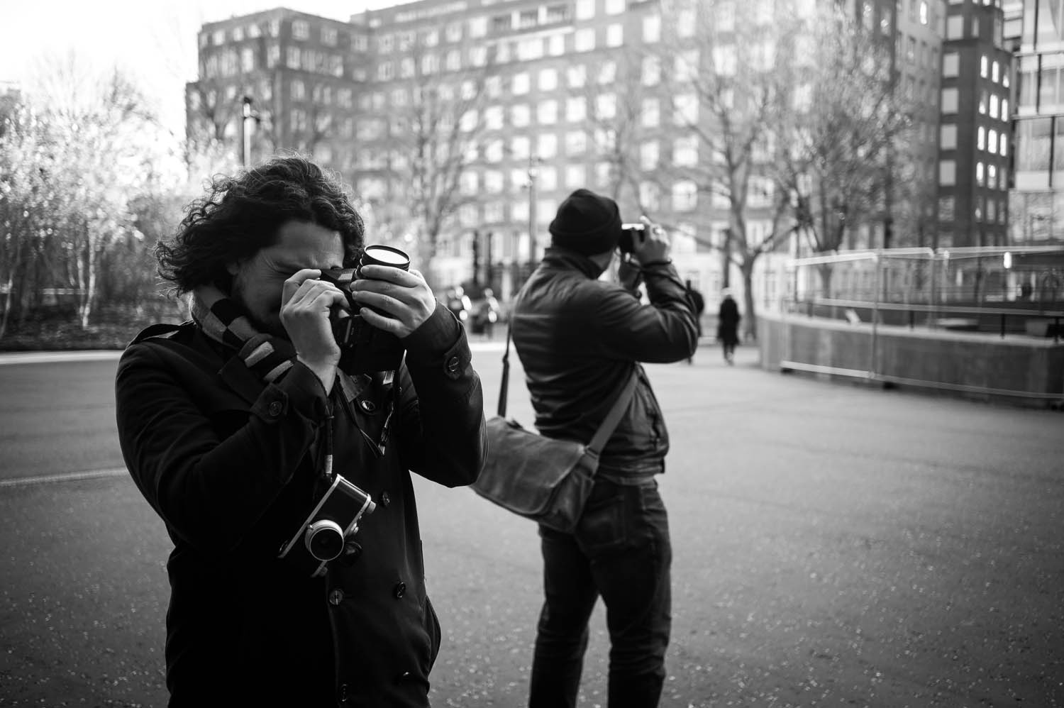Richard Davies and Martin Smith photograph London with a Bronica-SQ and a Leica M6