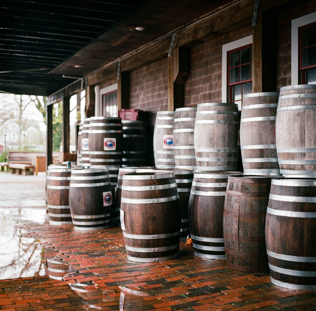 An assortment of barrels in Nantucket, MA