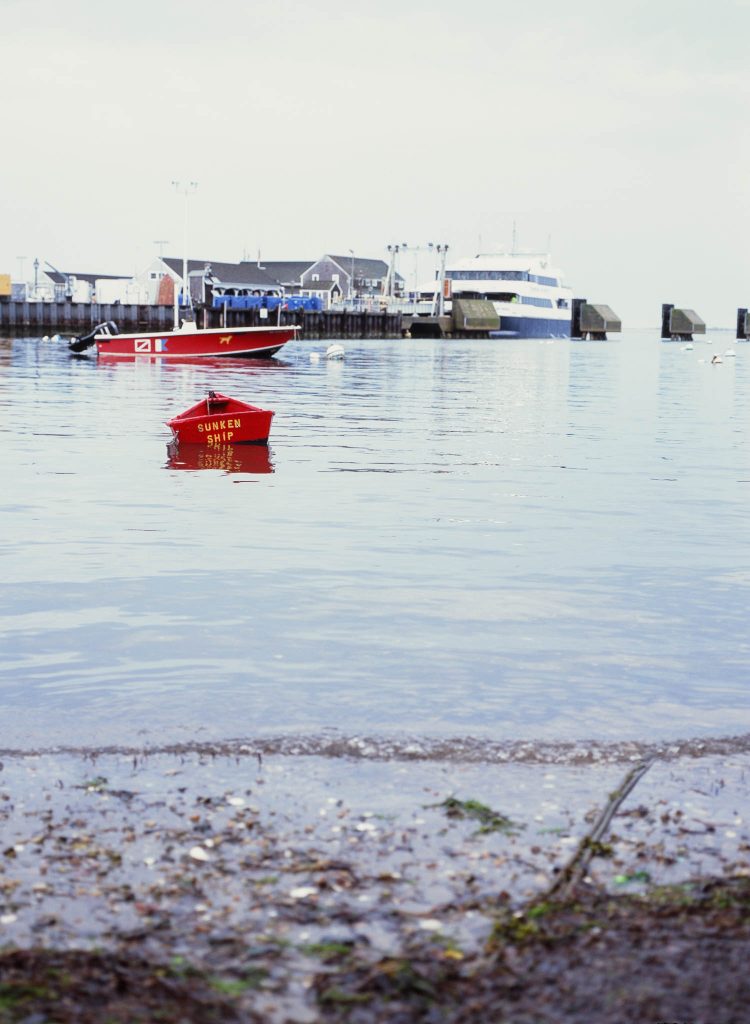 A red boat in Nantucket