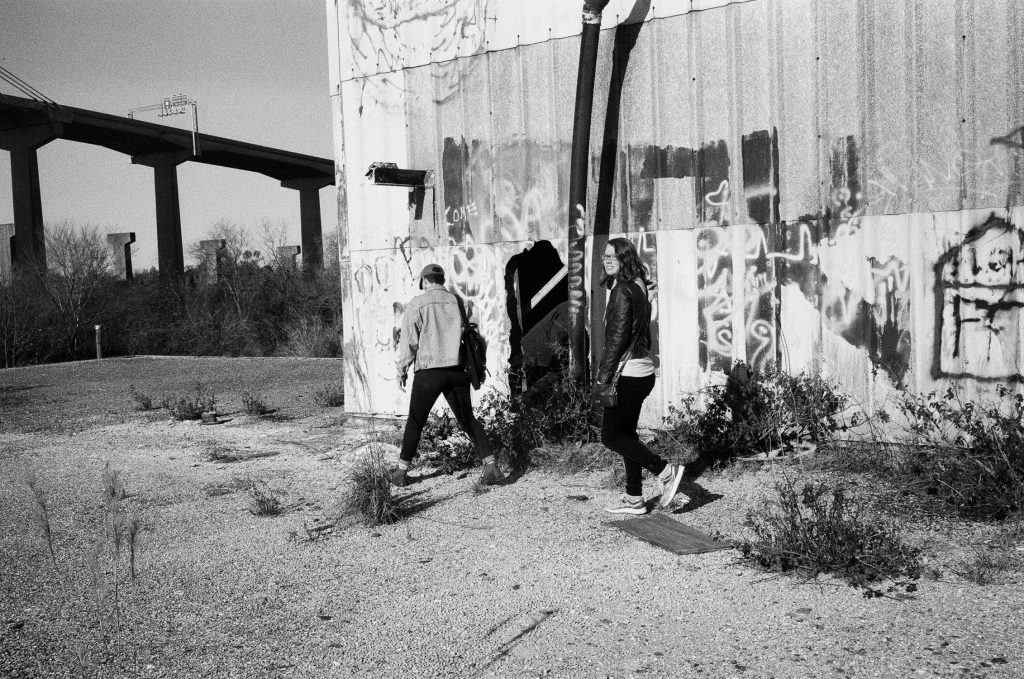 Friends outside an abandoned building in Savannah, GA